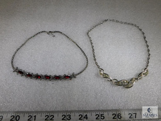 Lot of Two Vintage Rhinestone Chokers