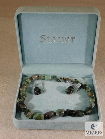 Stauer Rough Emerald Necklace And Earring Set.