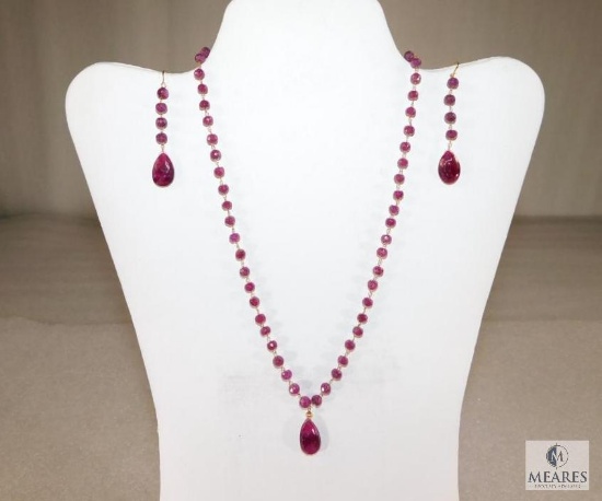 Ruby Beads Necklace And Earring Set