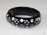 Vintage Weiss Clamper Bracelet (Black Lucite With Rhinestones)
