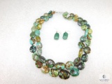 Blue Stone Necklace And Earring Set With Sterling Hook