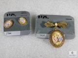 1928 Victorian Style Pin and Earring Set