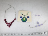 Lot of Necklaces and Earring Sets In Silvertone Metal