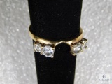 14k Yellow Gold Ring Guard with Two Round Diamonds