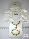 Stauer Vintage Emerald Jewelry Set - Includes Necklace, Bracelet and Earrings