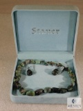 Stauer Rough Emerald Necklace And Earring Set.