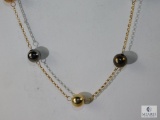 14K Multi-Colored Gold Ball Station Necklace