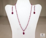 Ruby Beads Necklace And Earring Set