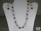 Freshwater Pearls and Gemstones Necklace and Earring Set