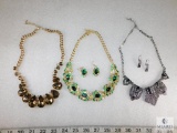 Lot Of Three Fashion Necklaces And Earrings
