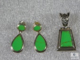 Pendant and Earrings Sterling Turquoise Set - Marked 925 Thailand