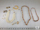 Lot of Faux Pearl Necklace and Earrings