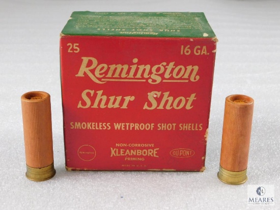 25 Rounds Remington ShurShot 2-9/16" Shotgun Shells Vintage Box Cardboard Shells