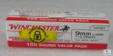 100 Rounds Winchester 9mm Luger 115 Grain FMJ Ammo