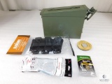 New USA Metal Ammo Can w/ Blackhawk Triple Grenade Pouch, Safety Eyewear, Patch & REM Oil