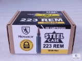 100 Rounds Monarch .223 REM Steel Case 55 Grain FMJ Ammo