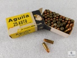 50 Rounds Aguila .25 Auto Ammo in Vintage Box