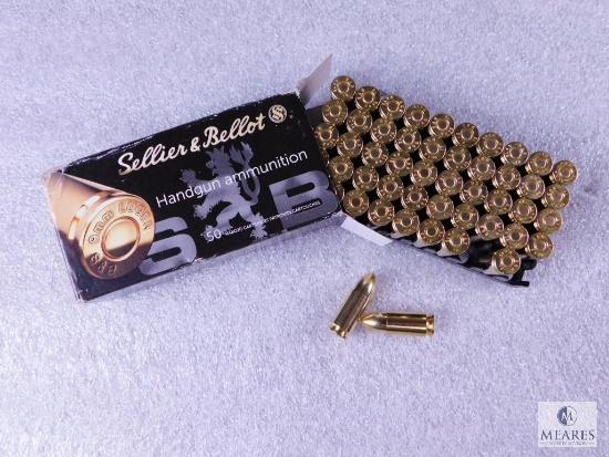 50 Rounds Sellier & Bellot 9mm Luger 115 Grain 7.5g FMJ
