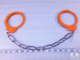 Lot of Orange Handcuffs with Extended Length Chain and Key