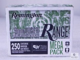 250 Centerfire Handgun Round Range Mega Pack Remington 9mm Luger 115 Grain FMJ