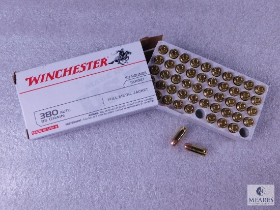 50 Rounds Winchester .380 ACP Ammo. 95 Grain FMJ