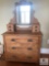 Three-Drawer Pine Wood Dresser with Mirror