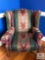 Rich Lux Cushion Wingback Chair in Green, Burgundy and Navy