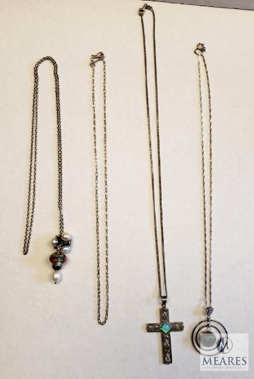 Four Sterling Silver Necklaces