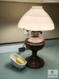 Vintage Electrified Oil Lamp and Soap Dish Tub