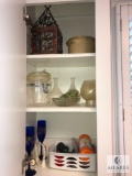 Craft Room Cabinet Lot - Assorted Glass and Pottery Decorations, Millennium Flutes and more