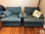 Lot of Two Green Upholstered Occasional Chairs