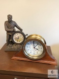 Seth Thomas Nautical Theme Mantle Clock and FDR Metal Clock