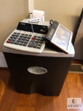 Lot Fellowes Paper Shredder, Casio Electronic Calculator and Seiko World Clock