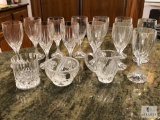 Lot of 15 Pieces Assorted Crystal Stemware, Creamer and Serving Bowl