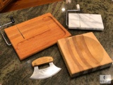 Lot of Three Assorted Cheese Cutting and Serving Boards - Wood and Marble