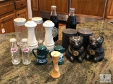 Lot of Assorted Salt and Pepper Shakers and Vintage Coca-Cola Bottles