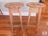 Pair of Primitive Type Wood Barstools