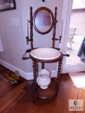 Antique Wood Wash Basin Stand with Mirror