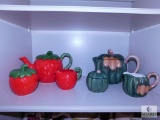 Lot of Assorted Teapot Sets, Pitchers, Soup Bowl and Decorative Plates