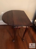 Round Wood Side Table with Drop Leaf Sides