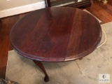 Round Wood Side Table with Drop Leaf Sides