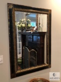 Large Gold Gilt and Black Framed Beveled Edge Mirror