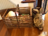 Vintage Wood Crate with Easter Decorations and Childrens Books