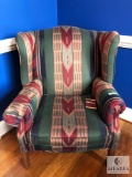 Rich Lux Cushion Wingback Chair in Green, Burgundy and Navy