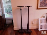 Lot of Two Wooden Pedestal Stands - 12