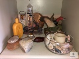 Lot Assorted Decorations - Jim Beam Decanter, Galileo Thermometer and more