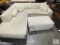 Large Ivory Microfiber Sectional with Ottoman