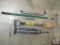 Lot of Yard Tools - Tile Cutter, Gravel Rake, Framing Square, Shovel and Spreader Bar