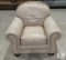 Lane Furniture Beige Leather Oversized Chair with Brass Hobnail Accents