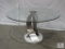 Contemporary Round Glass Top Table with Brushed Nickel Base